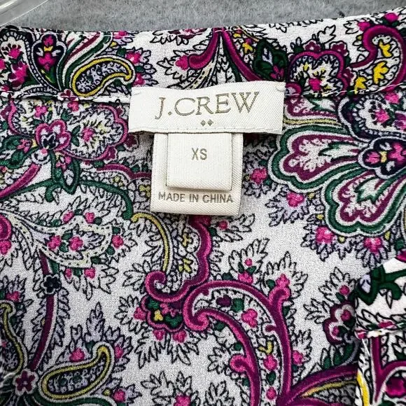J. Crew Top Women's XS Multi Color Paisley Print Long Sleeve Business Casual - Picture 5 of 9